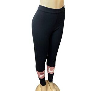 Fila Dina Black & Pink Logo Pull On Womens Leggings Sz XL - New